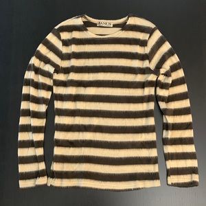 Brown striped Korean style furry sweater size S